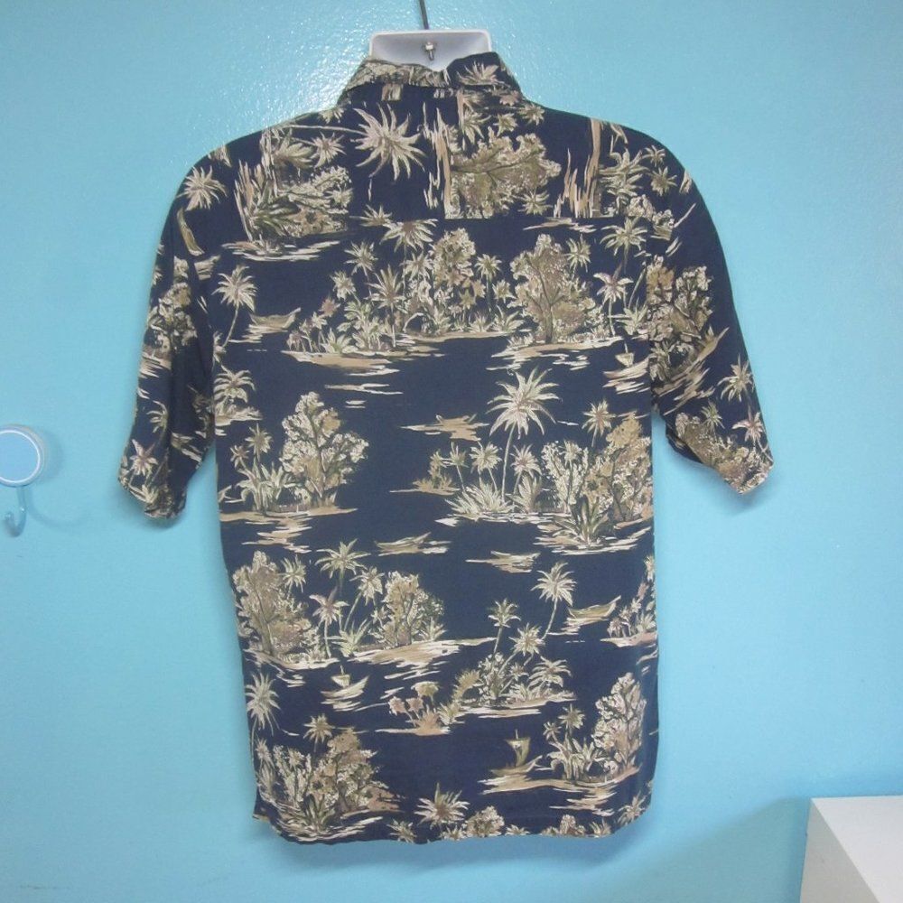 Pau Hana Mens Navy Blue Aloha Vintage Hawaiian Short Slv Shirt Size M 44" Chest - Picture 2 of 8